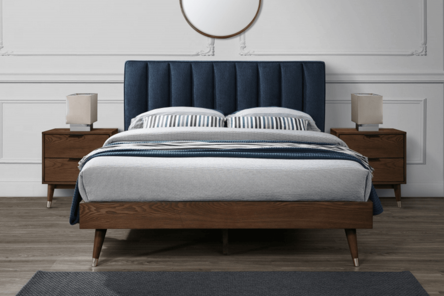 modern bed with headboard