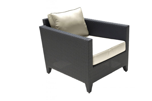 Onyx Lounge Chair w/off-white cushion SKU: PJO-1901-BLK-LC - Venini Furniture 
