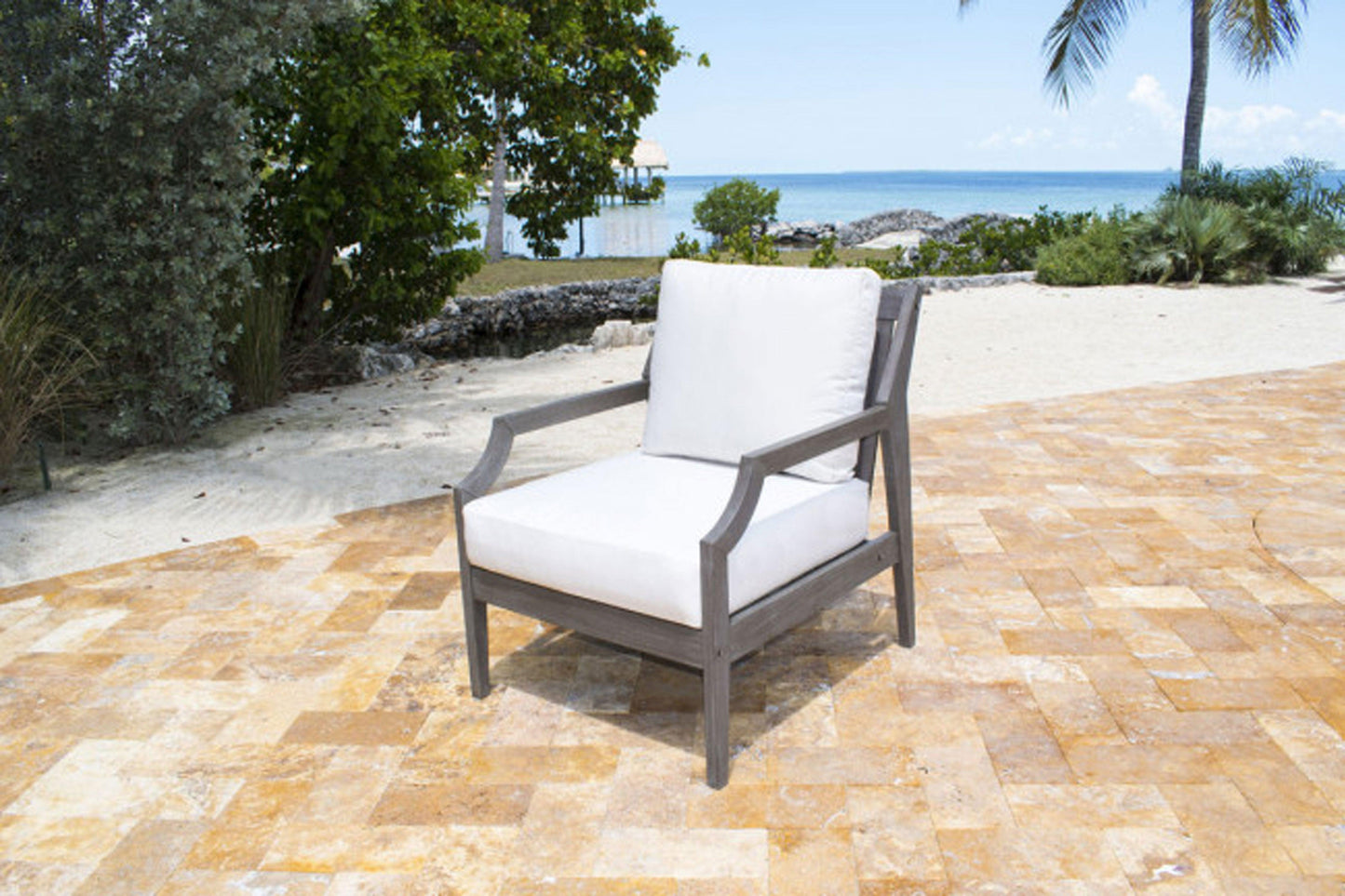 Poolside Lounge Chair w/off-white cushion SKU: PJO-2701-GRY-LC - Venini Furniture 