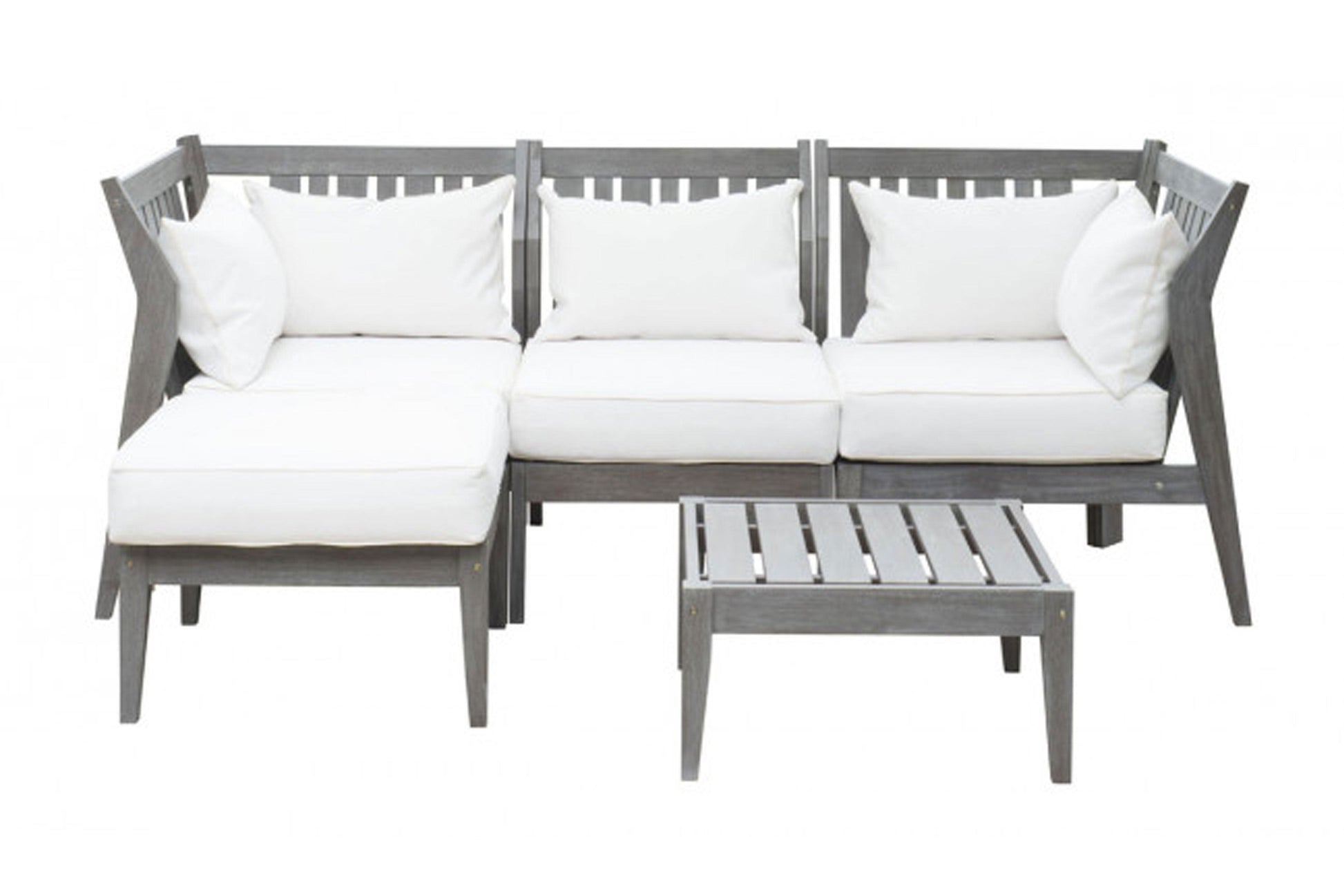 Poolside 5 PC Sectional Set w/off-white cushions SKU: PJO-2701-GRY-5SEC - Venini Furniture 