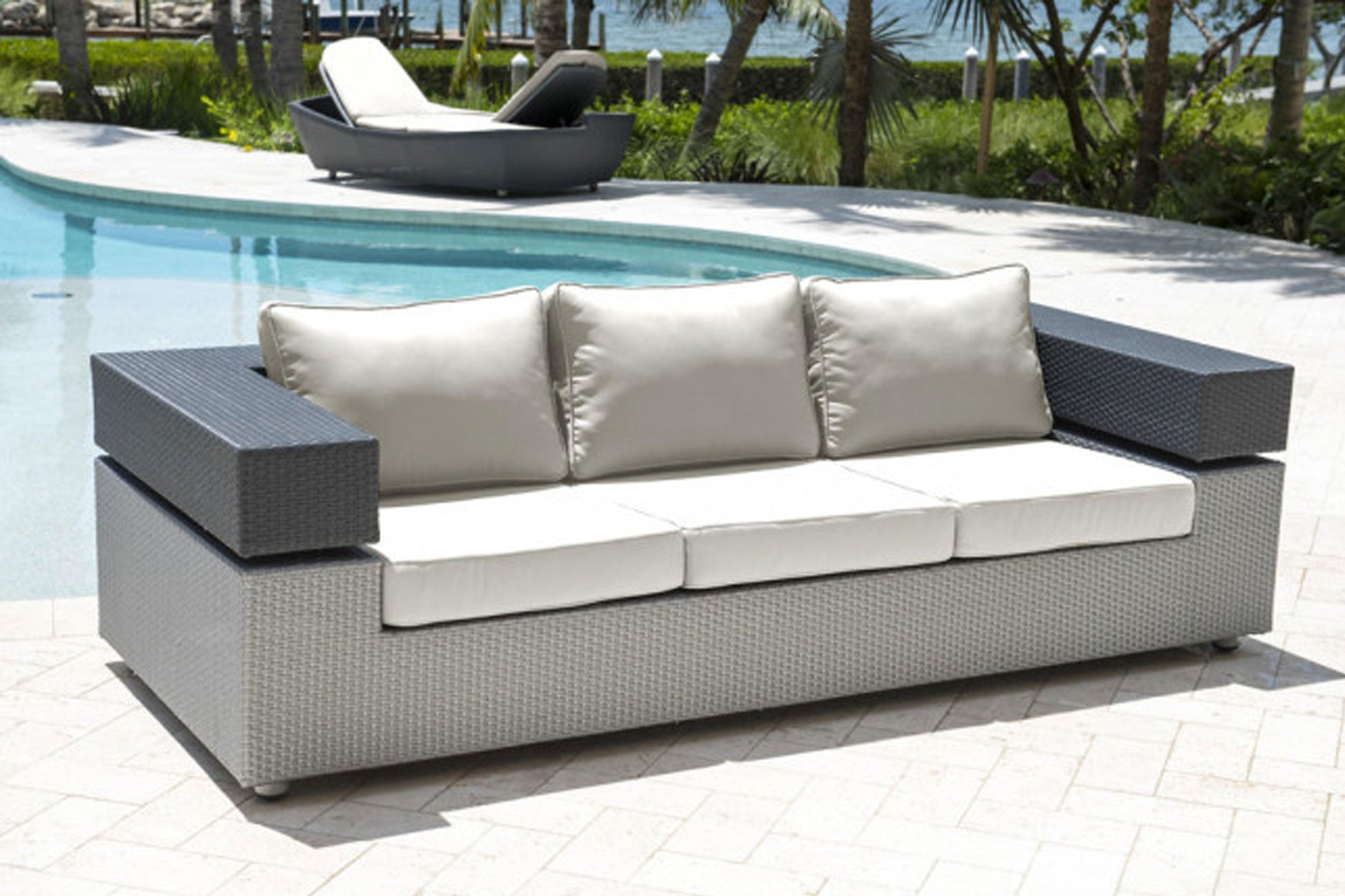 Onyx Sofa w/off-white cushion SKU: PJO-1901-BLK-S - Venini Furniture 